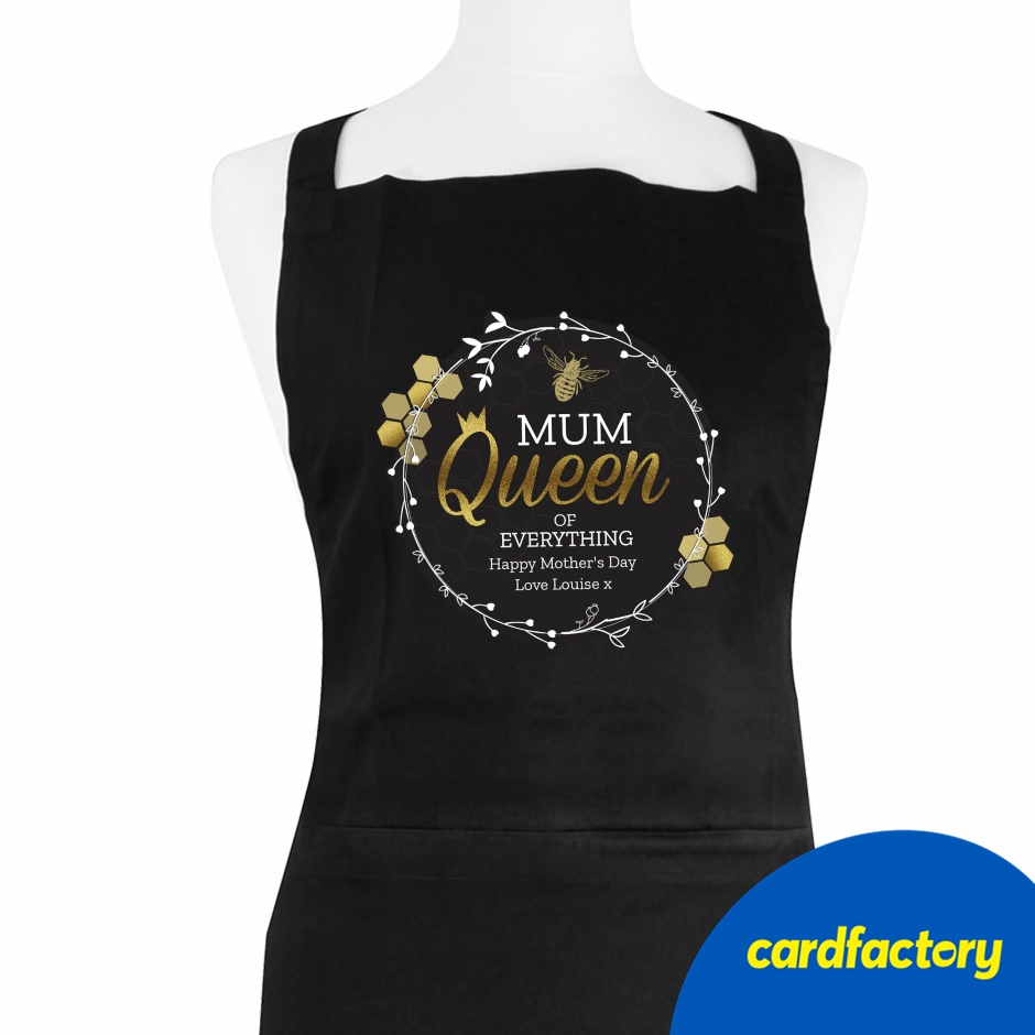 Image of Personalised Black Apron - Queen Bee