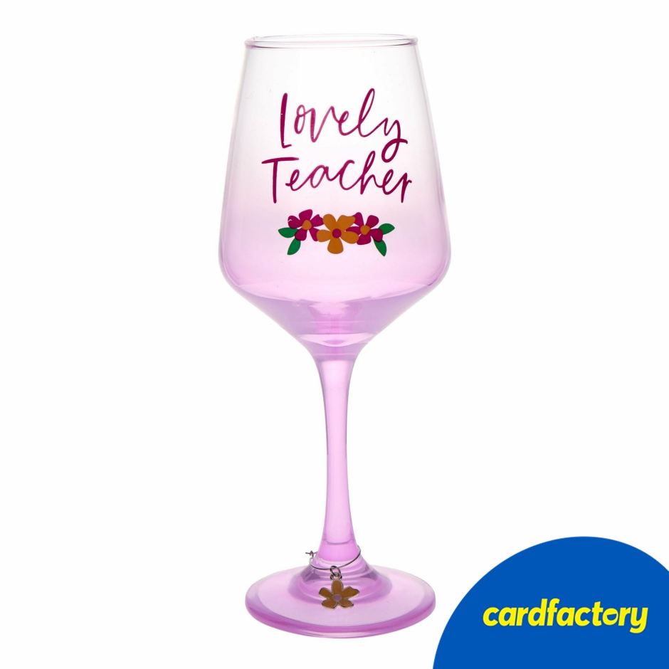 Image of Lovely Teacher Floral Wine Glass | Elegant Gift for Educators | Glass Material | Presented in Matching Box | Ideal for Wine Lovers | 25cm x 11cm x 11cm
