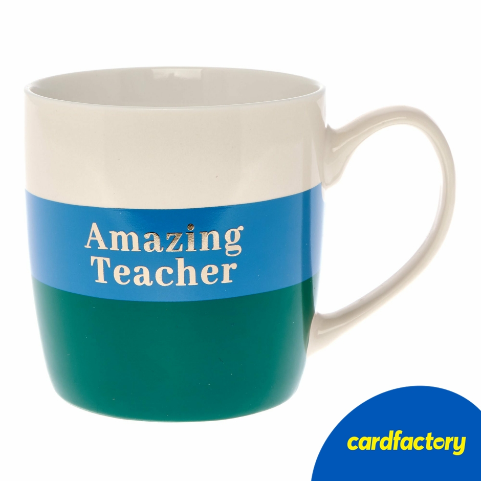 Image of Amazing Teacher Colour Block Mug | Ceramic | Gold Sentiment | Gift Box Included | 14.2cm x 14.3cm x 9cm | Ideal Teacher Gift