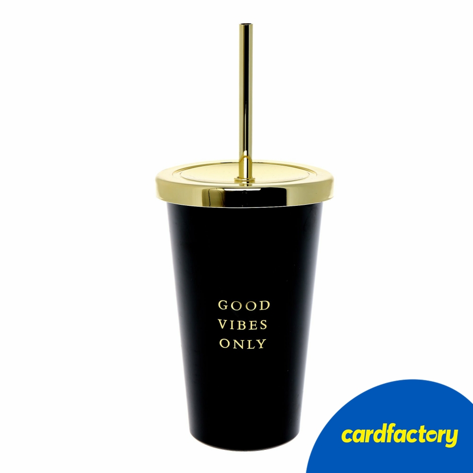 Image of Good Vibes Only Reusable Travel Cup with Straw | Eco-Friendly Plastic | 23oz Capacity | Hand Wash Only | Perfect for On-the-Go Drinks
