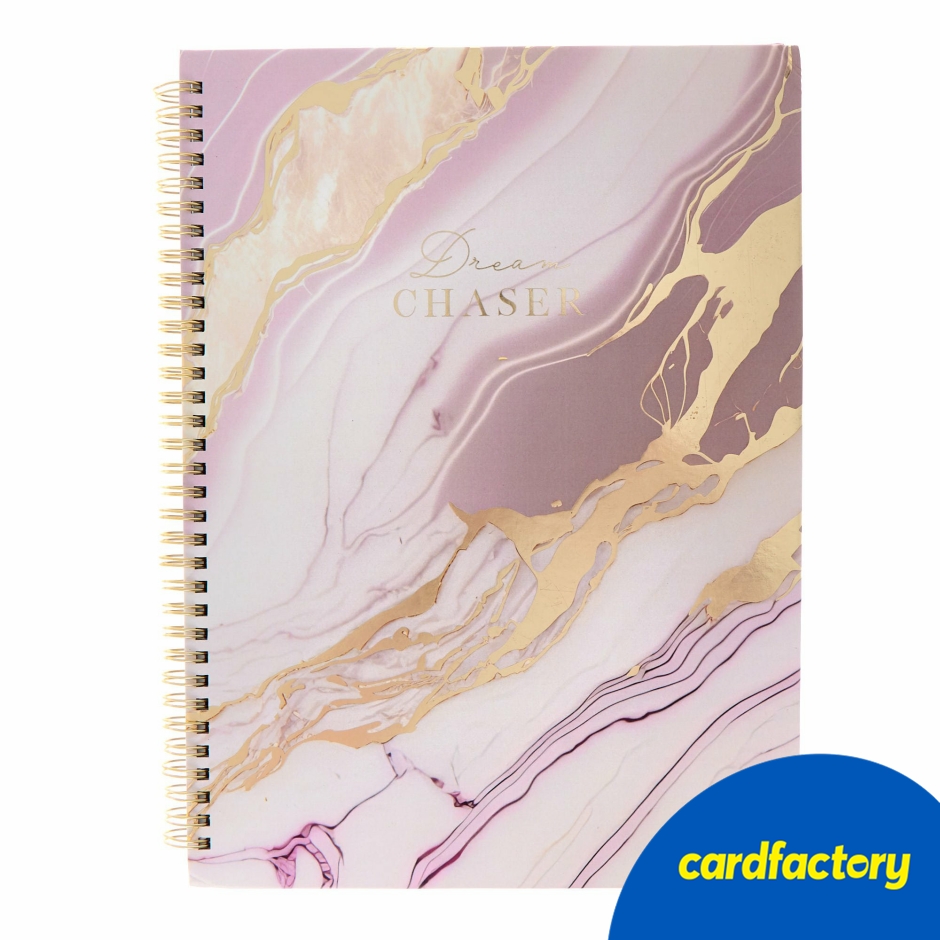 Image of Dream Chaser A4 Project Book | Pink &amp; Gold Marble Design | Organised Sections | 21cm x 29.7cm | Quality Card &amp; Paper