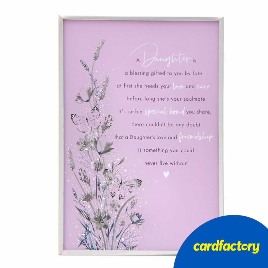 Image of Sentimental Daughter Plaque | Glass &amp; Metal Decorative Sign | Floral Design | 16cm x 11cm | Gift for Daughters