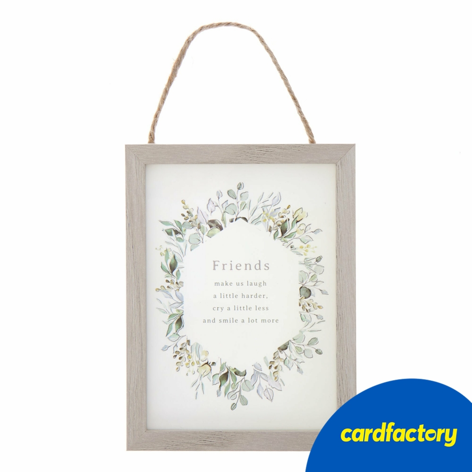 Image of Friends Make Us Laugh Plaque | Modern Floral Design | Sentimental Keepsake for Friends | MDF &amp; Plastic | 14cm x 10.5cm | Perfect Gift