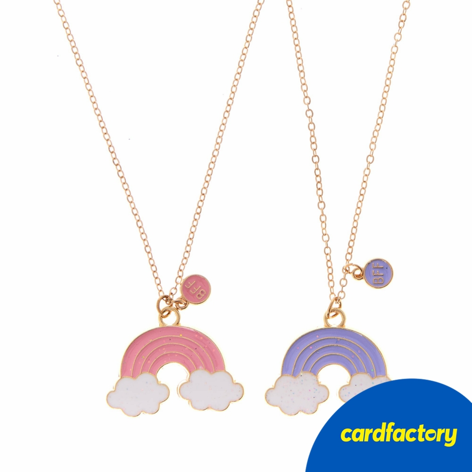 Image of Rainbow Best Friends Forever Necklace Set | Purple &amp; Pink Design | Gift for Friends | 2 Piece Set | Ideal Keepsake