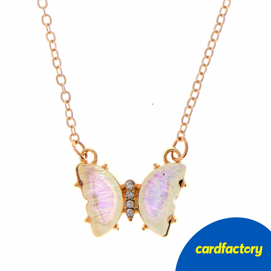 Image of Butterfly Necklace | Shimmering Diamantes | Inspiring Quote Gift Box | Metal &amp; Diamante | Perfect Gift