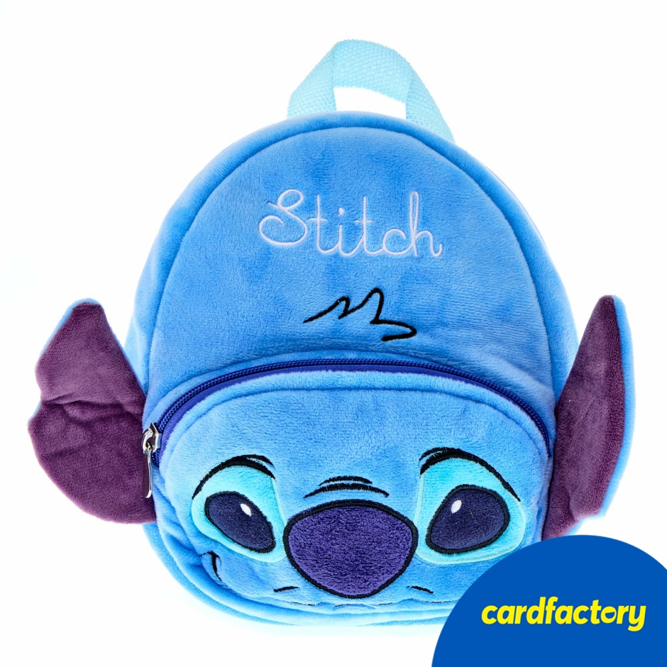 Image of Stitch Plush Backpack | Super Soft Disney Design | Blue with Big Ears | Polyester Material | Adjustable Straps | 22.9cm x 20.3cm