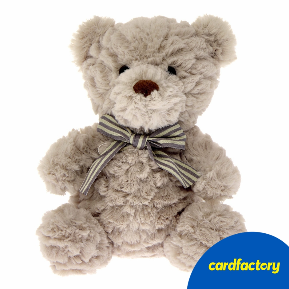 Image of Small Classic Bear Soft Toy | Plush Brown Nose with Bow Detail | Soft Polyester Cuddly Bear | 15cm Snuggly Gift for Kids and Babies