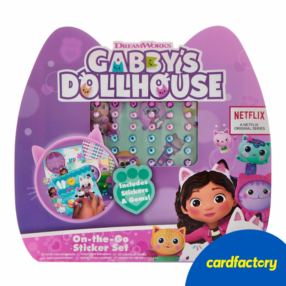 Image of Gabby's Dollhouse On-The-Go Sticker Set | Creative Kids Activity Pack | 7 Sticker Sheets | 15 Picture Pages | 1 Gem Sheet | Perfect Gift