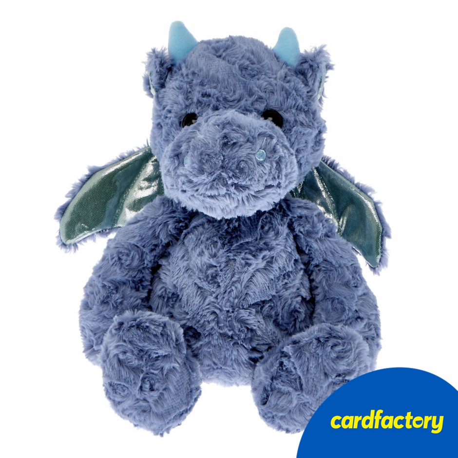 Image of Blue Dragon Soft Toy | Adorable Plush with Shimmering Wings | 100% Polyester | 20cm x 15cm x 10cm | Perfect Companion for Kids