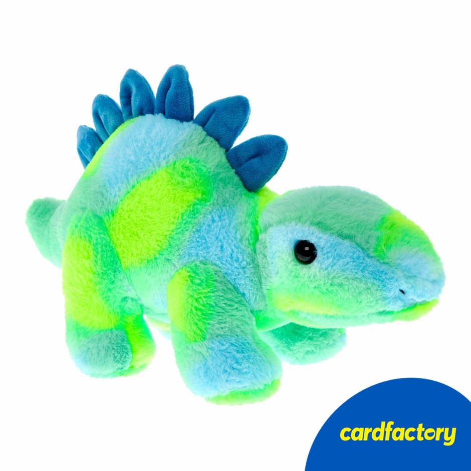 Image of Stegosaurus Soft Toy | Large Plush Dinosaur | Bright Blue &amp; Green Fur with Blue Spikes | 100% Polyester | 25cm x 20cm x 10cm