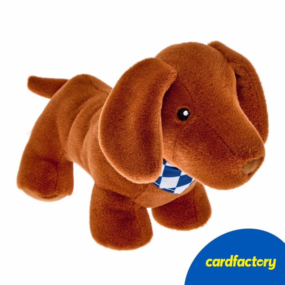 Image of Sausage Dog Plush Toy with Bandanna | Soft Toy for Dachshund Lovers | 100% Polyester | 15cm | Perfect Gift for Kids