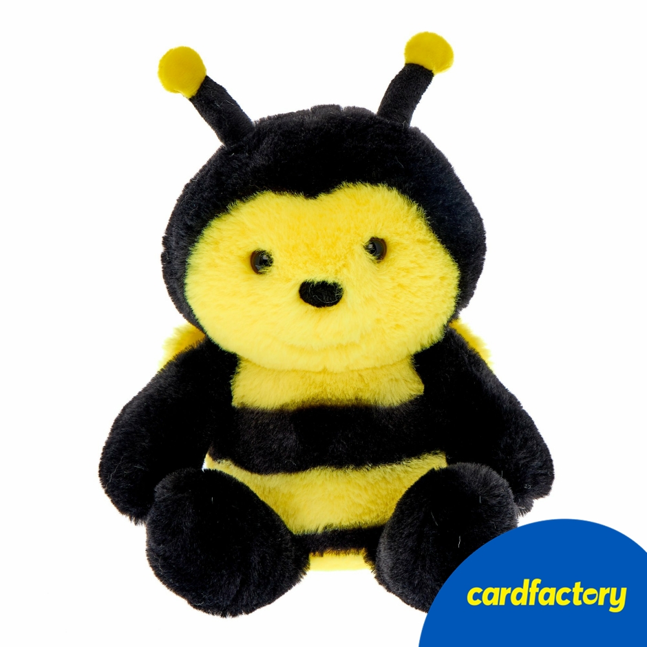 Image of Bee Plush Soft Toy | Adorable Black and Yellow Bumblebee | 100% Polyester | Small Size 15cm | Cute Gift for Kids