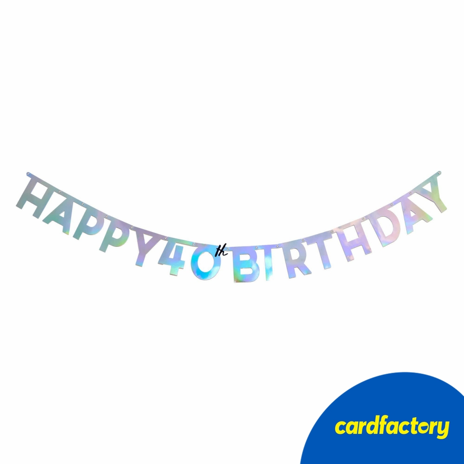 Image of Silver Happy 40th Birthday Banner | Shimmering Cardboard Decoration | Eye-Catching Design | Perfect for Parties | 160cm x 13cm