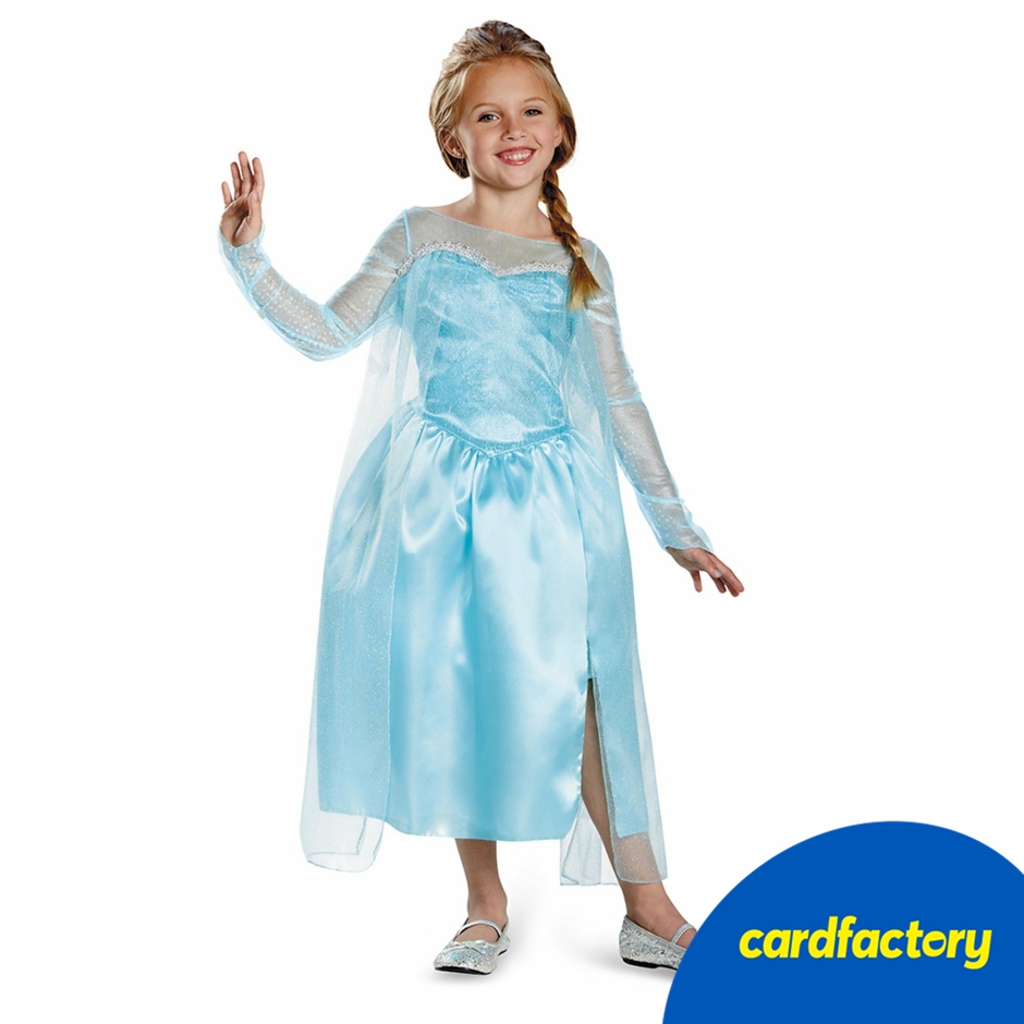 Image of Disney Frozen Elsa Classic Fancy Dress Costume | Children's Blue Satin &amp; Mesh | Ages 3-8 Years | 100% Polyester