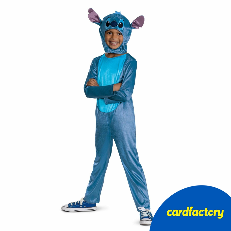 Image of Disney Stitch Classic Children's Fancy Dress Costume | Character Jumpsuit with Hat | 100% Polyester | Available in Sizes 3-4, 5-6, 7-8 Years | Fun Party Outfit