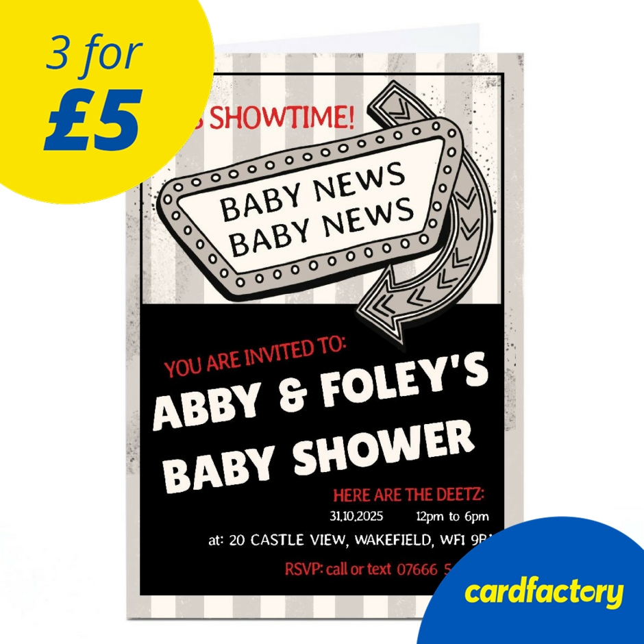 Image of Personalised Baby Shower Invitation - Showtime
