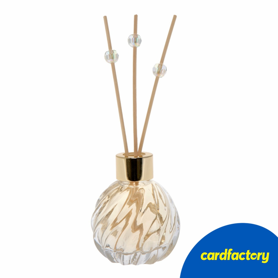 Image of Sweet Vanilla Reed Diffuser | You're A Shining Star Design | Textured Glass &amp; Beaded Reeds | Home Fragrance Gift | 20cm x 7.2cm x 7.3cm