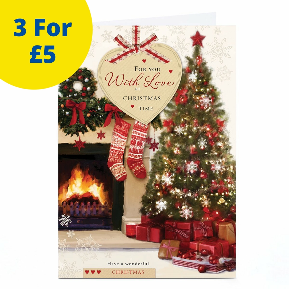 Image of Christmas Card - Festive Fireplace, With Love and Christmas | Christmas Cards