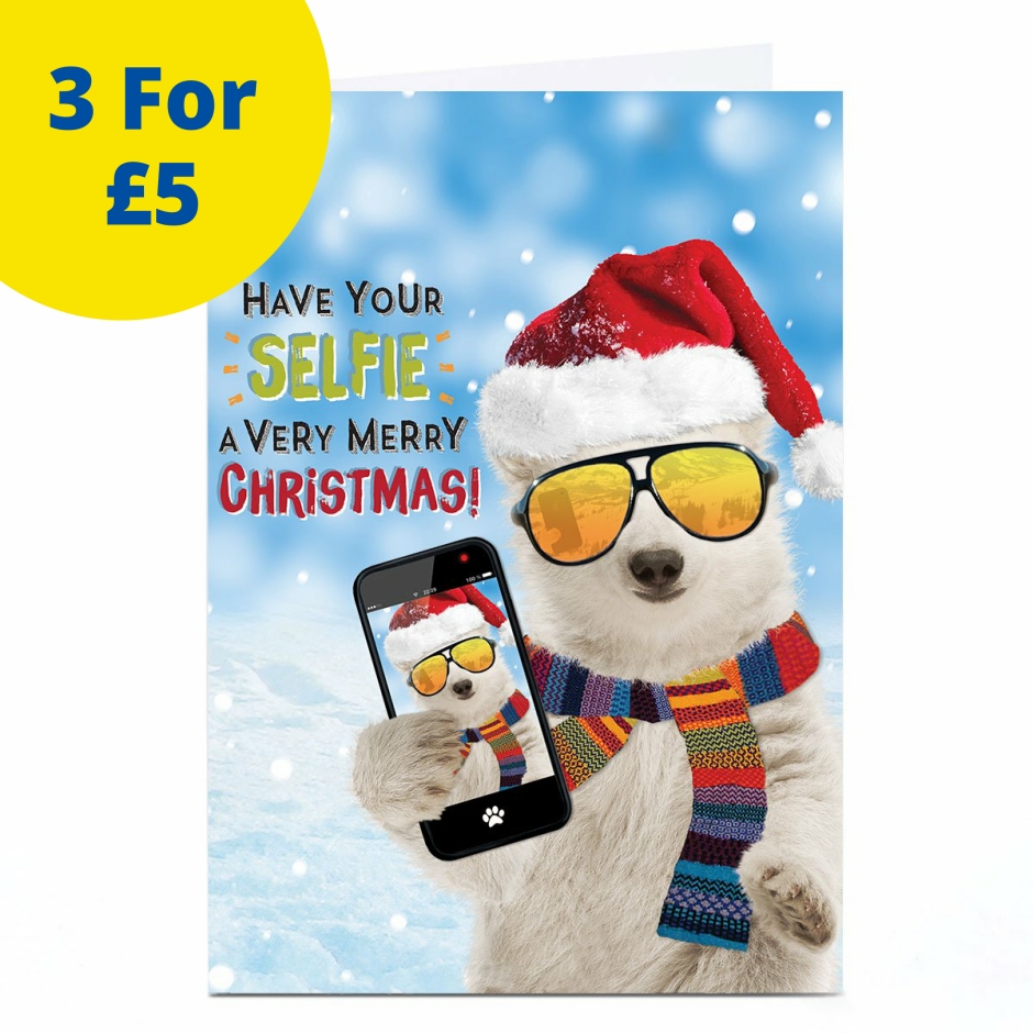 Image of Christmas Card - Polar Bear Have Your Selfie A Very Merry Christmas | Christmas Cards