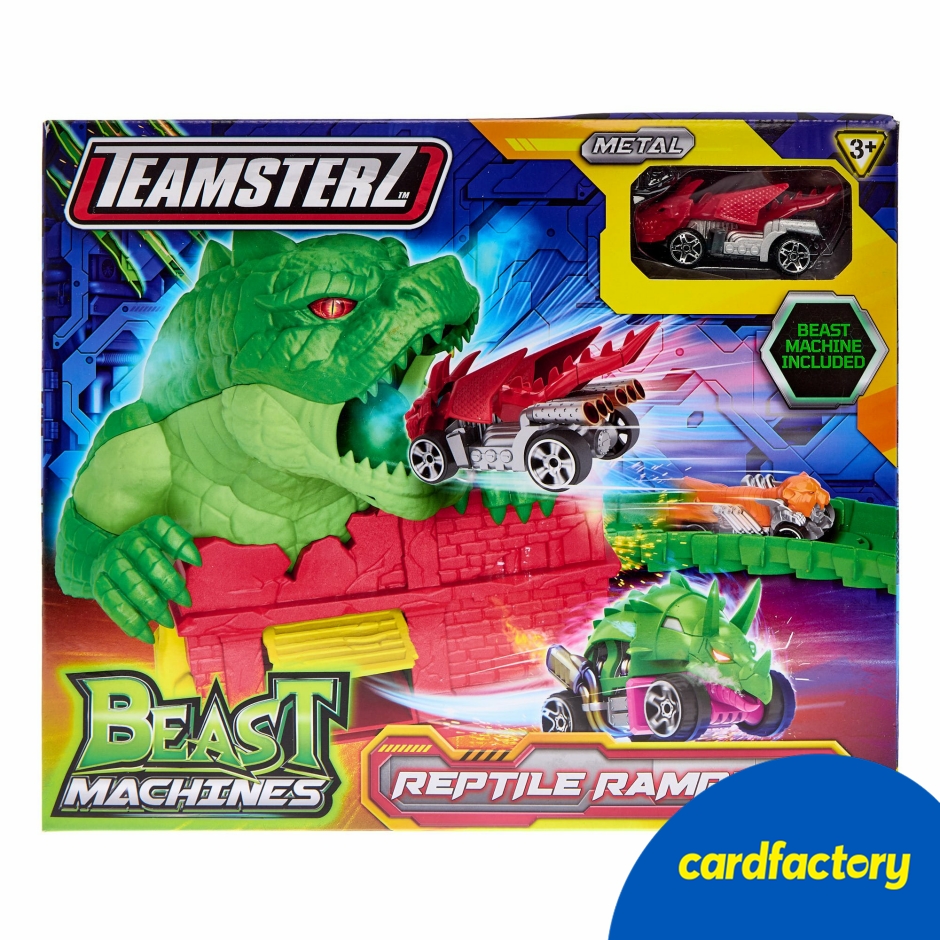 Image of Teamsterz Beast Machines Gift Reptile Rampage | Metal Die-Cast Toy Car with Launcher | Flexible Track System | 8.9cm x 12.4cm x 18.2cm