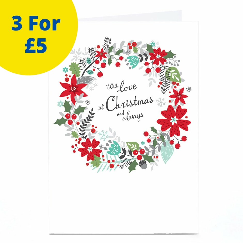 Image of Christmas Card - Floral Wreath With Love at Christmas and Always | Christmas Cards