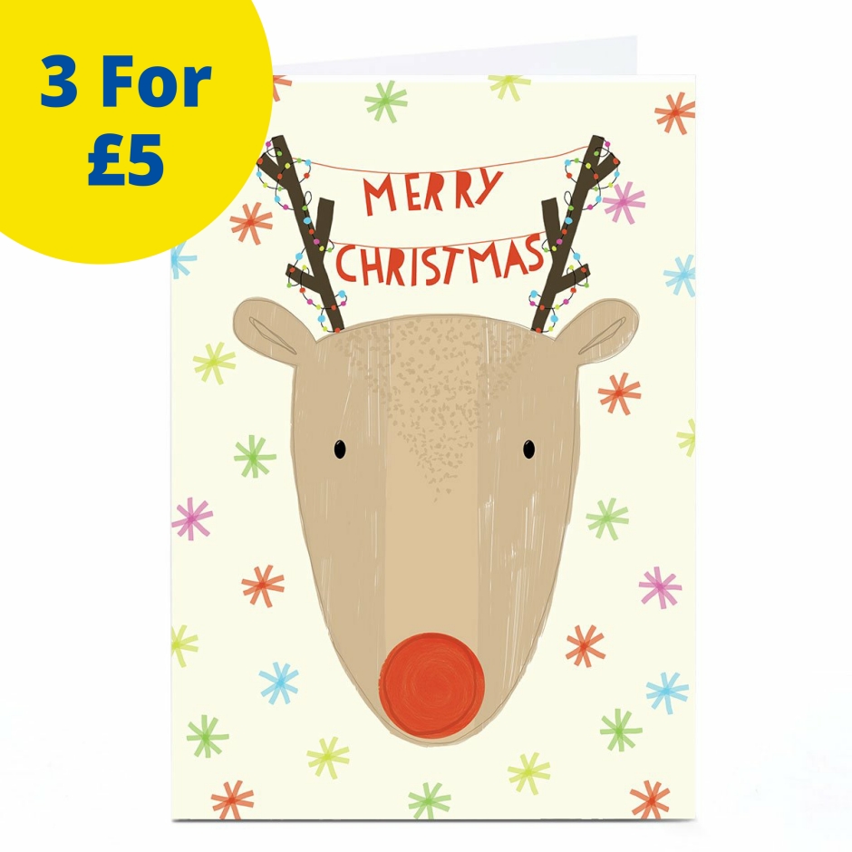 Image of Christmas Card - Reindeer Merry Christmas Antlers | Christmas Cards