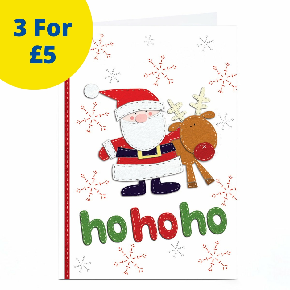 Image of Christmas Card - Ho Ho Ho Santa and Rudolph | Christmas Cards