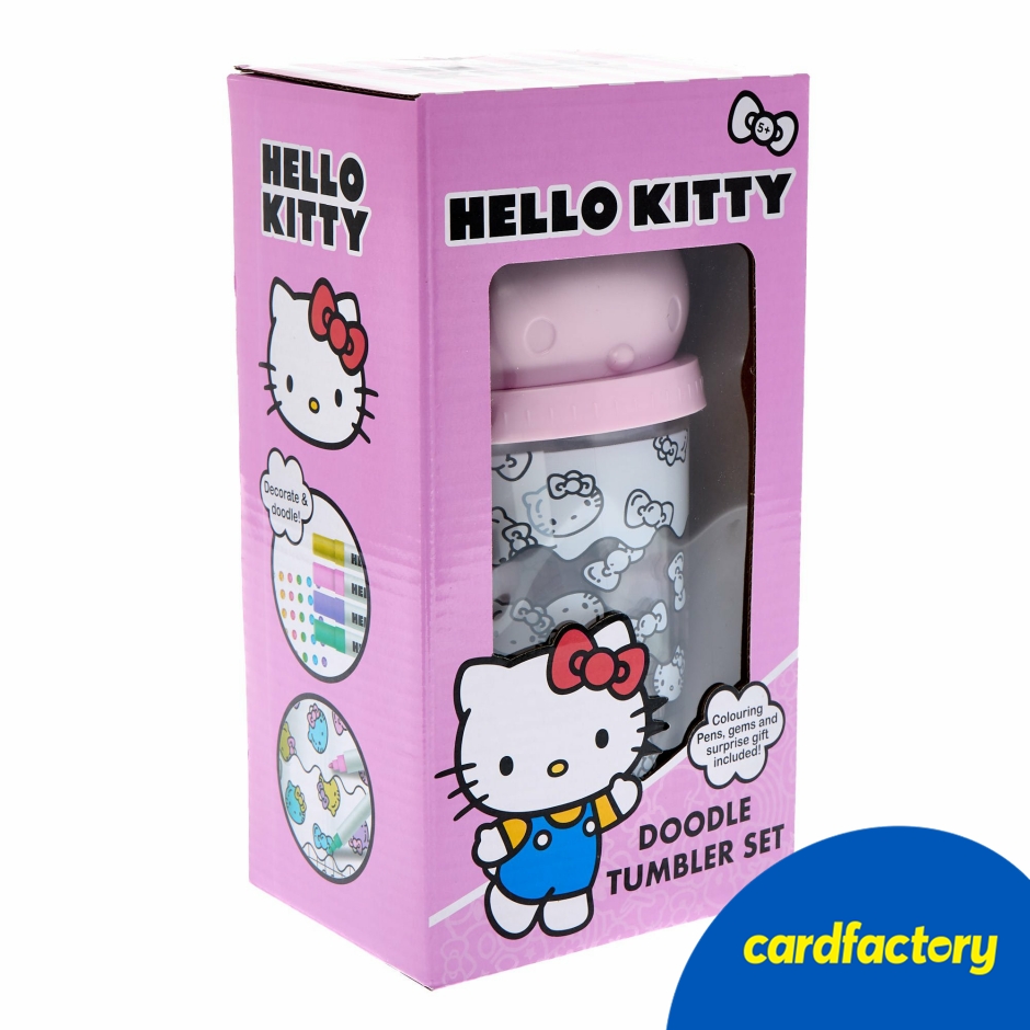 Image of Hello Kitty Doodle Tumbler Set | Perfect Gift For Kids | Plastic Straw Drinkware | Cardfactory