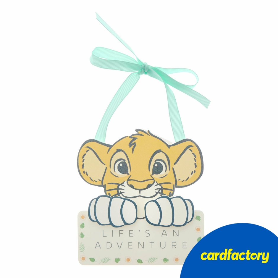 Image of Disney Simba Life's an Adventure Hanging Plaque | MDF with Ribbon | Ideal for Nursery or Child's Bedroom | 12.5cm x 13cm | Disney Decor