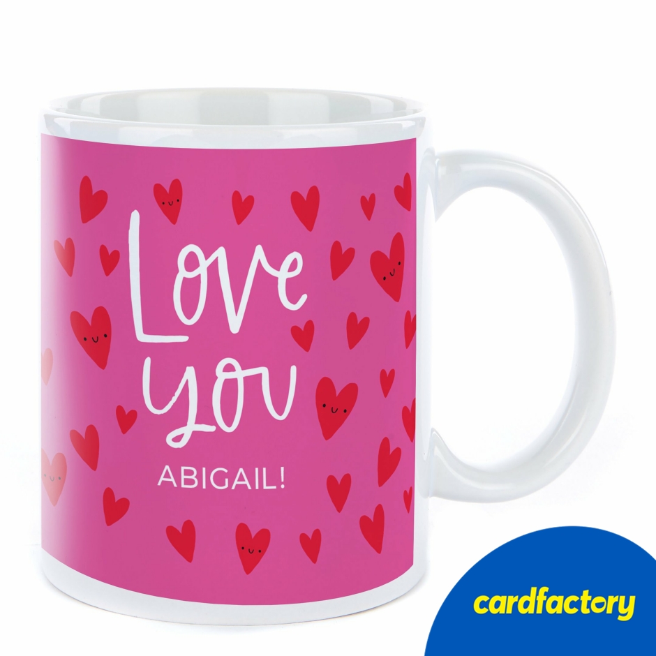 Image of Personalised Mug - Pink Love You Hearts
