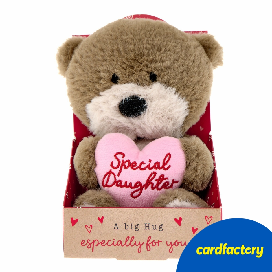 Image of Hugs Special Daughter Soft Toy | Cuddly Bear with Heart Message | Display Plush | Thoughtful Gift for Daughters