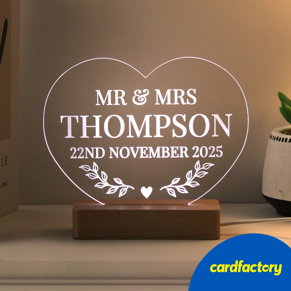 Image of Personalised Wedding Heart LED Light