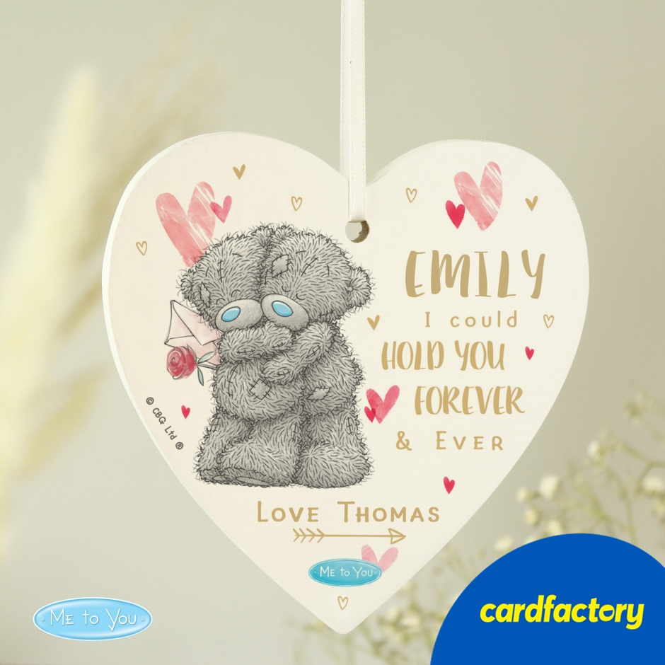 Image of Personalised Me To You Hold You Forever Wooden Heart Decoration