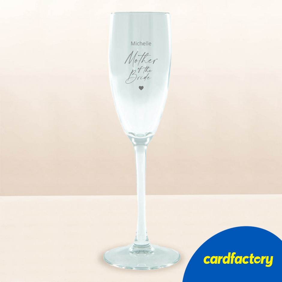 Image of Personalised Engraved Prosecco Glass | Mother of the Bride Gift | Customisable Name Etching | Elegant Love Heart Design | Glass Material | Hand-Wash Only