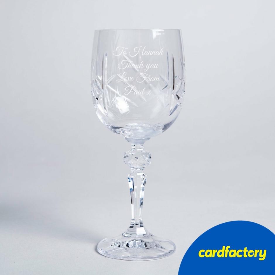 Image of Personalised Cut Crystal Wine Glass | Custom Etched Message | Elegant Gift Box | Crystal Glassware | Hand-Wash Only | H17 x Dia6cm