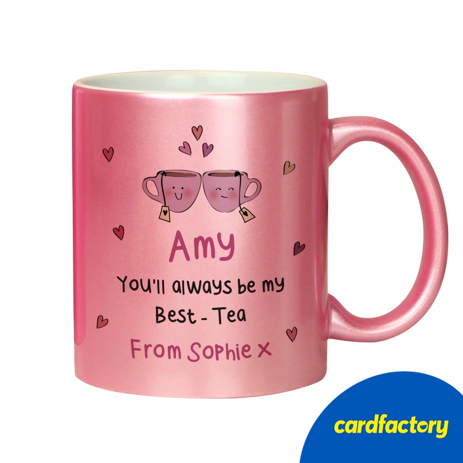 Image of Personalised Best-Tea Pink Glitter Mug