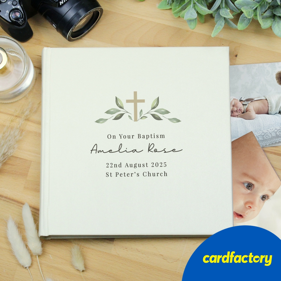 Image of Personalised Religious Cross Square Photo Album