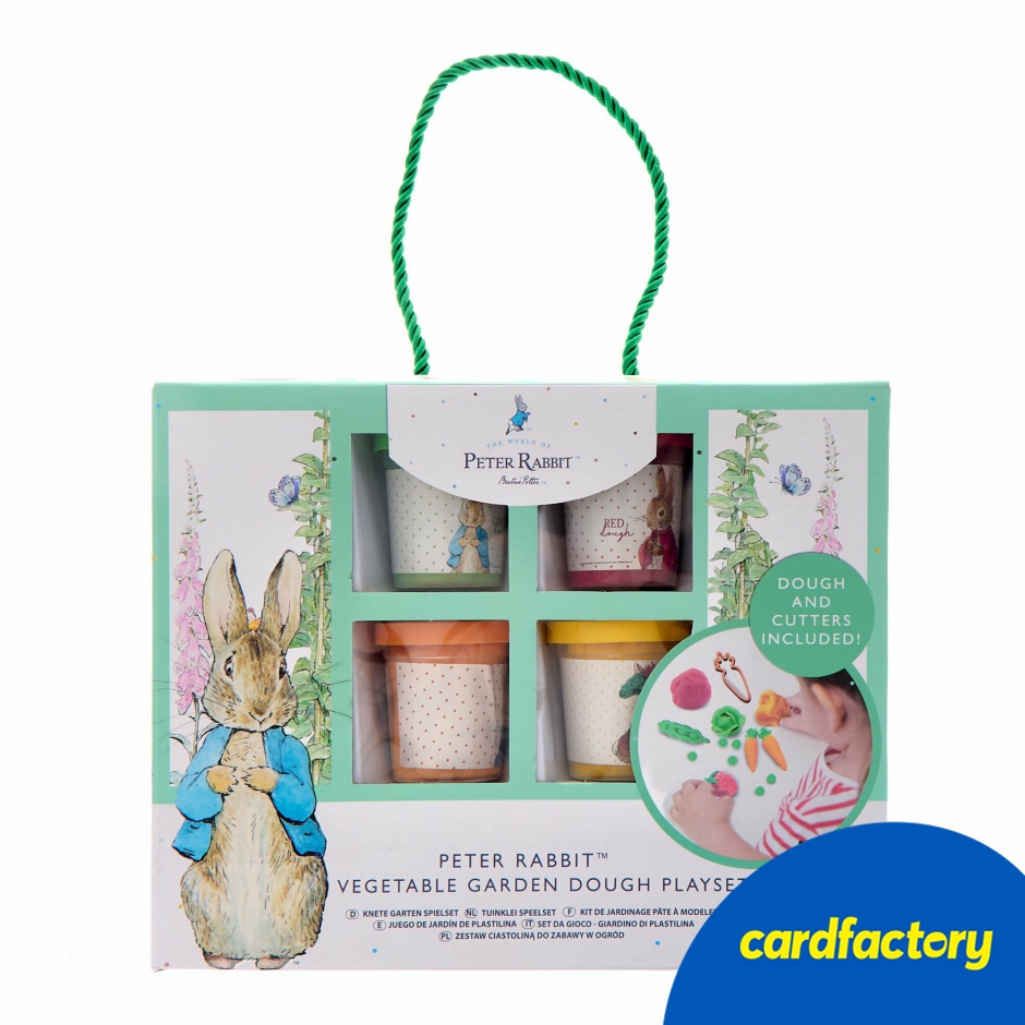 Image of Peter Rabbit Vegetable Garden Dough Play Set | Children's Creative Play Set | Includes Dough &amp; Moulds | 20cm x 25cm x 6.5cm | Cardfactory