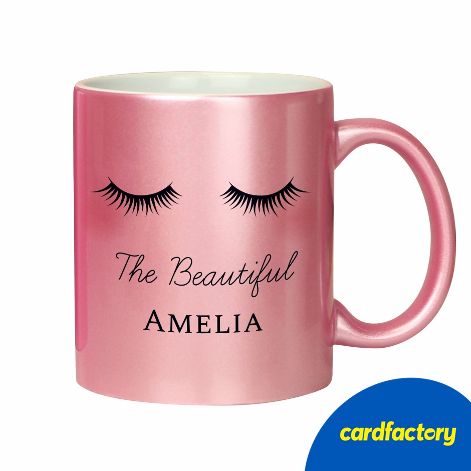 Image of Personalised Eyelashes Pink Glitter Mug