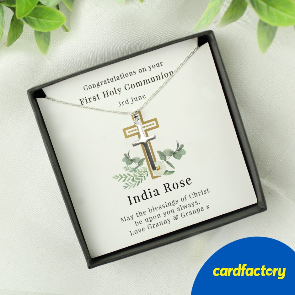 Image of Personalised Religious Sentiment Cross Necklace &amp; Box