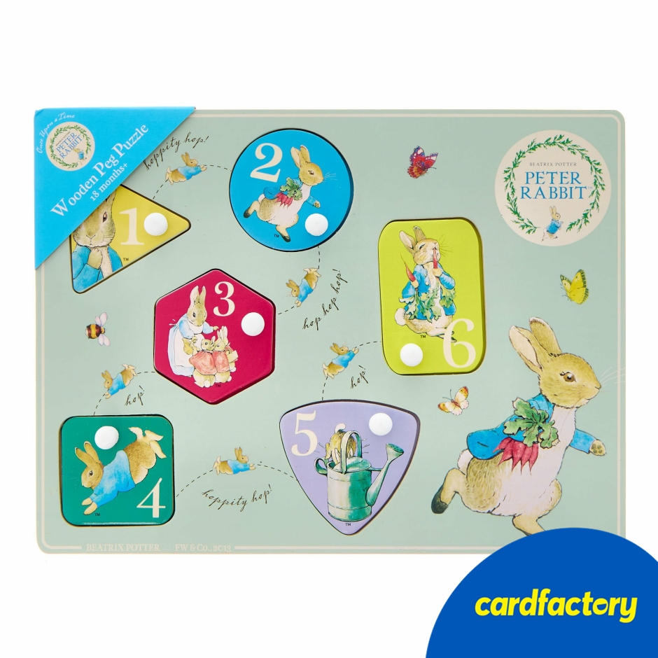 Image of Peter Rabbit Wooden Gift Peg Puzzle | Classic Children's Educational Toy | Enchanting Illustrations | Wooden Material | 23cm x 30cm