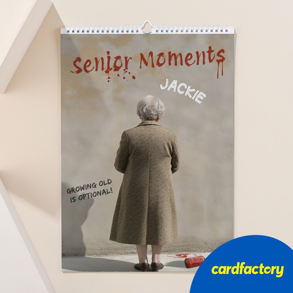 Image of Personalised Senior Moments Calendar 2025-2026 | Humorous Gift | Custom Name | Desk &amp; Wall Sizes | Fun &amp; Quirky Monthly Designs for Seniors