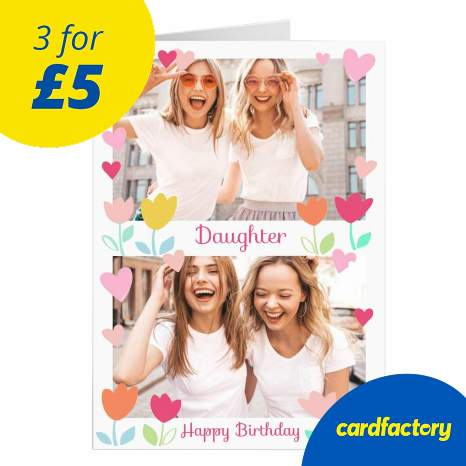 Photo Kerry Spurling Birthday Card - Tulips & Hearts, Daughter