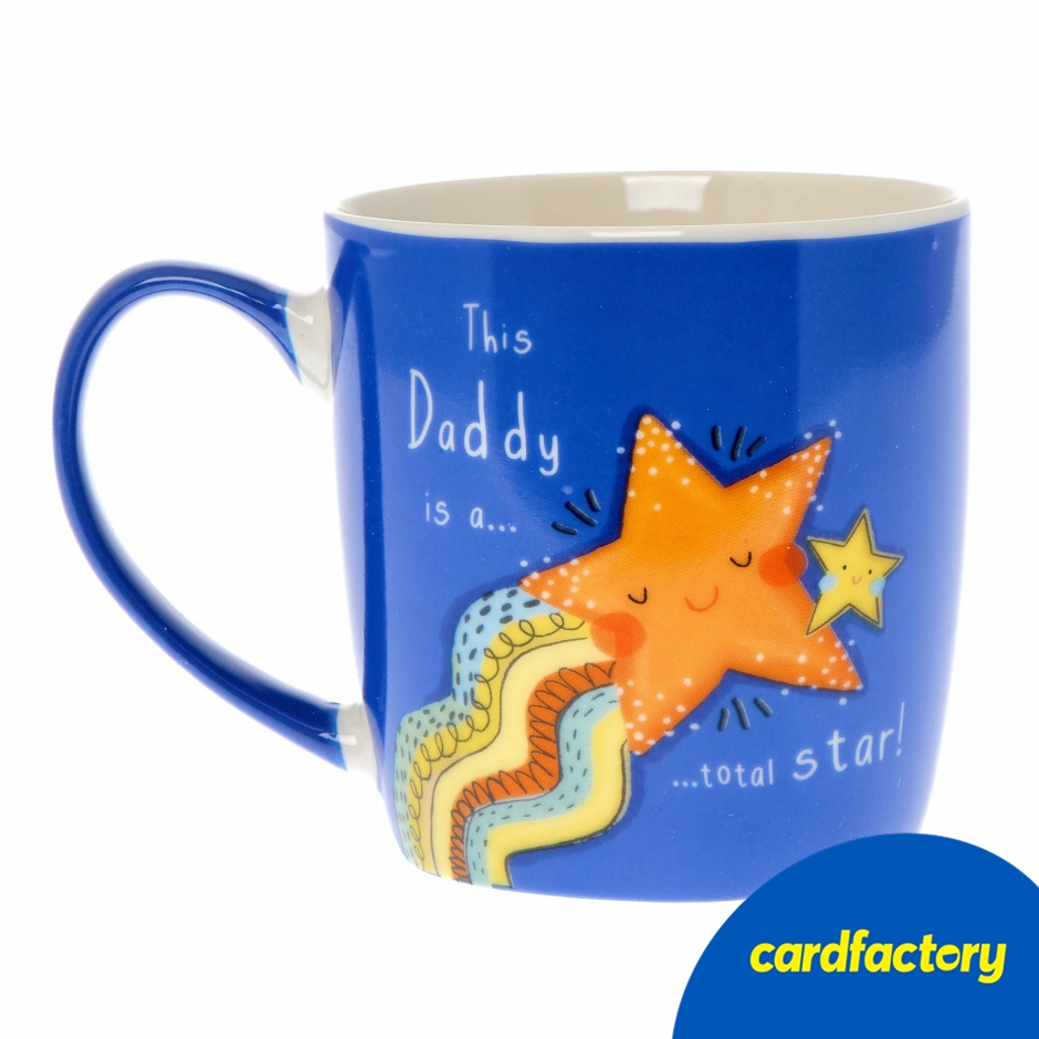 Image of Daddy Is A Total Star Mug | Ceramic Gift Mug with Shooting Star Design | Ideal for Dads | 10cm x 13.2cm x 9cm | Special Occasion Gift
