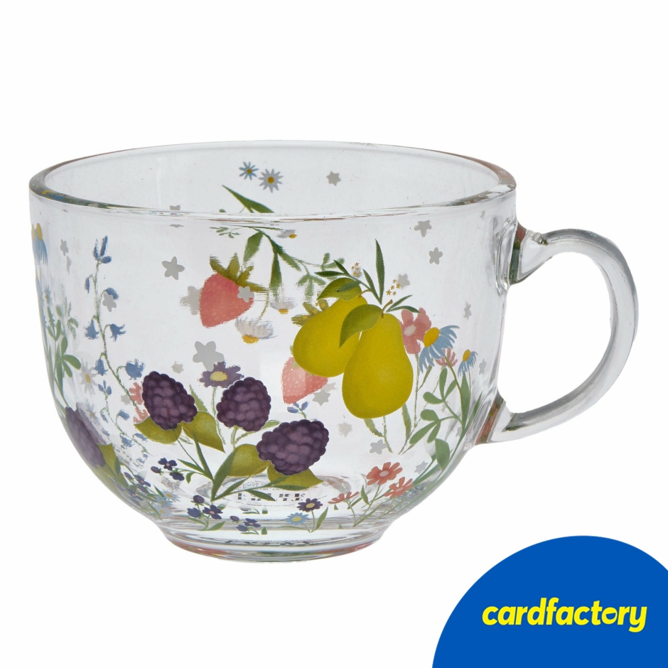 Image of Enjoy The Little Things Floral Glass Mug | Transparent Glass Mug with Floral Design | Gift Boxed | Perfect for Hot Drinks | 12cm x 15cm x 10.5cm