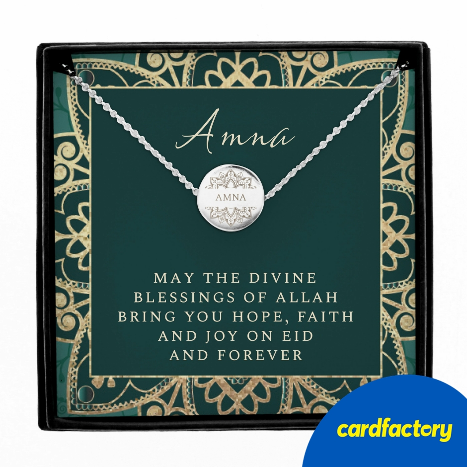 Image of Personalised Sentiment Eid &amp; Ramadan Disc Necklace &amp; Box