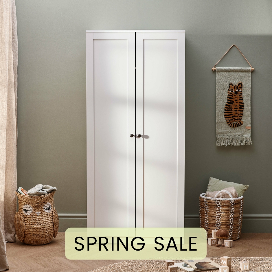 View Silver Cross Bromley White Wardrobe Full Size Storage Spacious Overhead Shelving With Twin Hanging Rails Wooden Nursery Furniture information