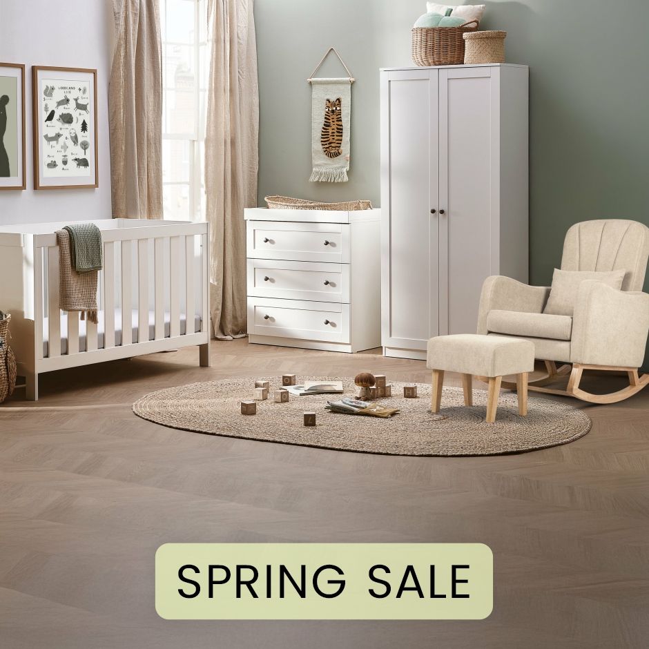 View Silver Cross Bromley White 4 Piece Nursery Room Set White Cot Crib To Toddler Bed Full size Wardrobe Dresser Nappy Changing Table Twin information