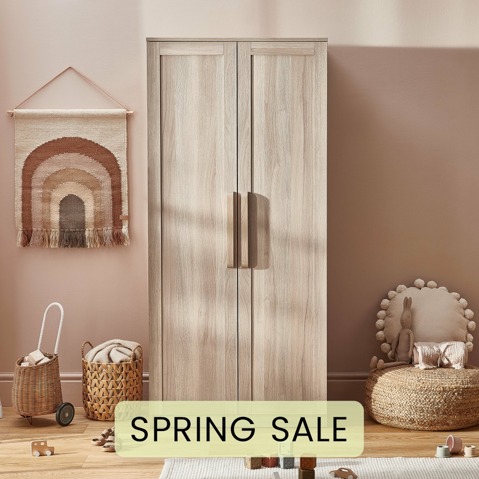 View Silver Cross Bromley Oak Wardrobe Wood Twin Hanging Rails Overhead Shelf Full Size Storage Generous Space Warm Oak Veneer Finish  information