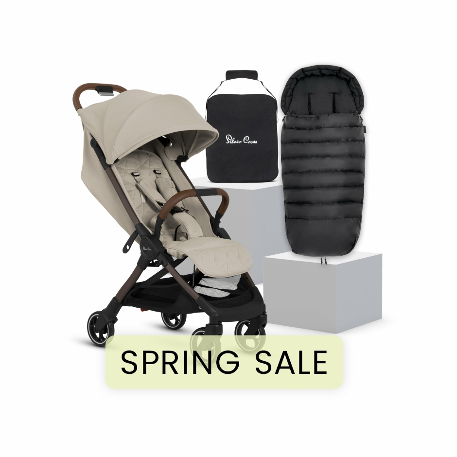 View Silver Cross Clic 2 Latte Stroller Footmuff Bundle 4 Piece Beige Compact Lightweight Foldable Lie Flat Pushchair Pram Travel Buggy  information